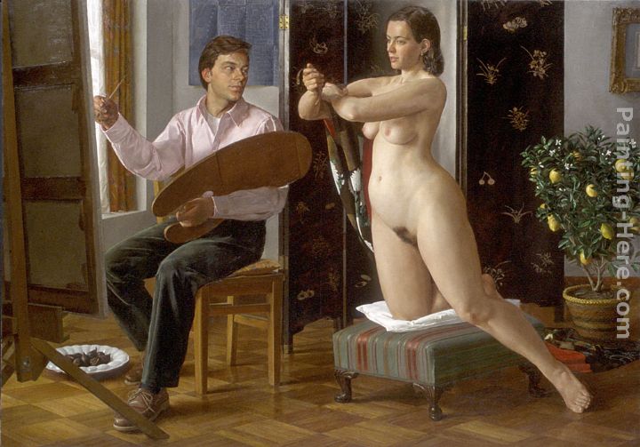 American Artist and Model I painting - Andrew Sterrett Conklin American Artist and Model I art painting